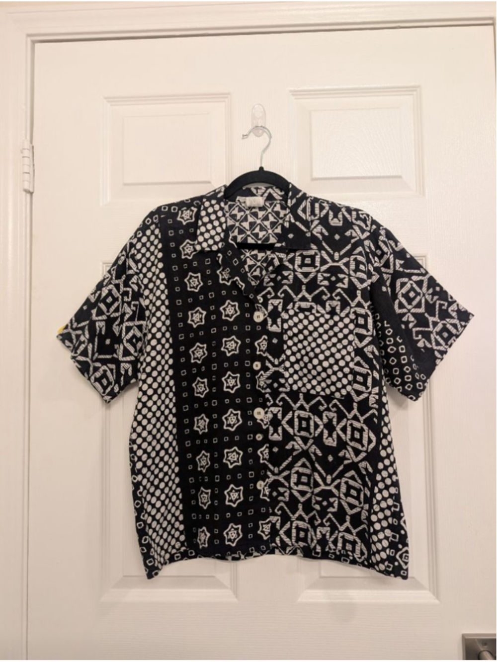 USA Vintage 90s Sostanza Geometric Abstract Print Shirt + Shorts Set Festival M - Picture 2 of 13